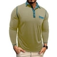 thumbnail image 2 of DDAPJ pyju Big and Tall Polos for Men Long Sleeve Contrast Collar Golf Shirt Business Casual Polo Shirts with Chest Pocket Yellow S, 2 of 6