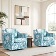 thumbnail image 6 of Swivel Accent Chairs Set of 2, Comfy Swivel Chair with Deep Seat, Upholstered Club Armchair with 360 Degree Rotation Base, Single Sofa Reading Chair for Living Room Bedroom, Cyan Blooms, 6 of 6