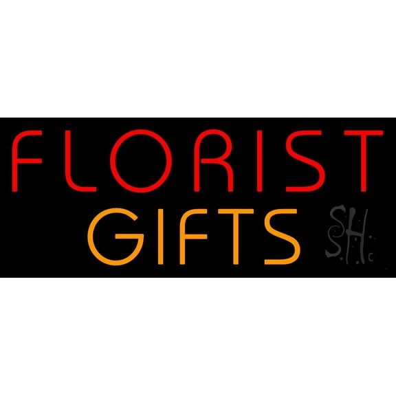 Florists Orange Gifts LED Neon Sign 13" Tall x 32" Wide - inches, Black Square Cut Acrylic Backing, with Dimmer - Premium built indoor Sign for Storefront, Store interior.