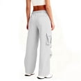thumbnail image 7 of Wide Leg Cargo Sweatpants for Women High Waist Drawstring Baggy Lightweight Fleece Winter Track Pants with Muti Pockets White, 7 of 7