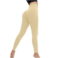thumbnail image 4 of Sakmal Tummy Control Womens Leggings Scrunch Butt Beige Soft High Waisted Yoga Pants Long Solid Workout Leggings, 4 of 5