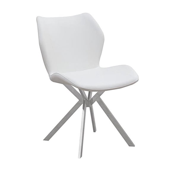 Dining Chair with White Seat and Stainless Steel Legs Set of 4