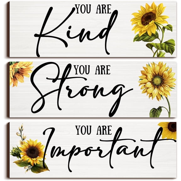 3 Pieces Summer Decorations Sunflower Wall Decor You Are Loved Wall Art Farmhouse Decoration for Home Office Living Room Kitchen Bedroom Bathroom(Energetic Sunflower)