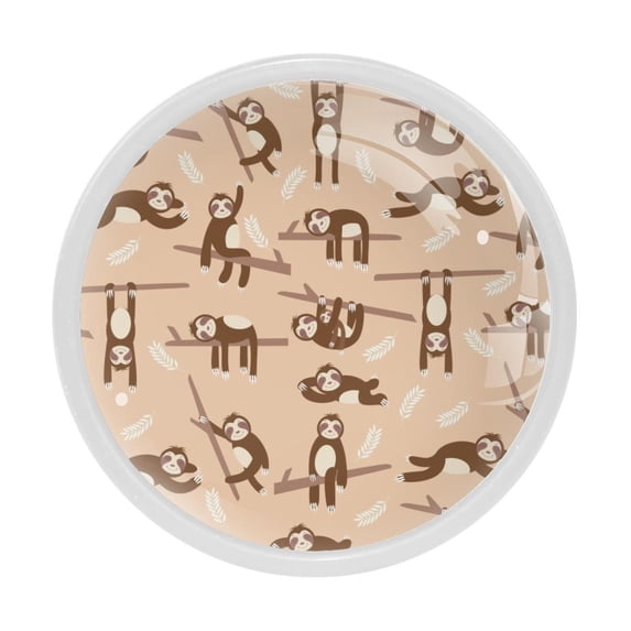 4 Pcs Sloth Cute Vector Knobs for Kitchen Cabinet Cupboard Dresser Bookcase Drawer Pulls Handles Round Home Decor