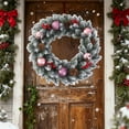 thumbnail image 2 of Christmas Pine Wreath Real Touch for Front Door Pinecone Ornaments Wreath for Winter Holiday Christmas Party Decorations, Pink, 2 of 6