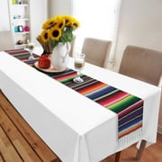 8Pack Mexican Serape Table Runner 108 X 14 - Fringe Cotton Table Runner For Mexican Party Wedding Decorations