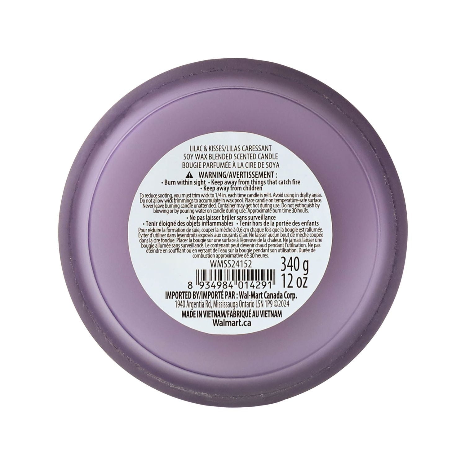 Botanical Light 12OZ Lilas et Kisses Cire de soja Mélange bougie parfumée, 3 mèche de coton · 12oz<br>· 340g<br>· 1 paquet