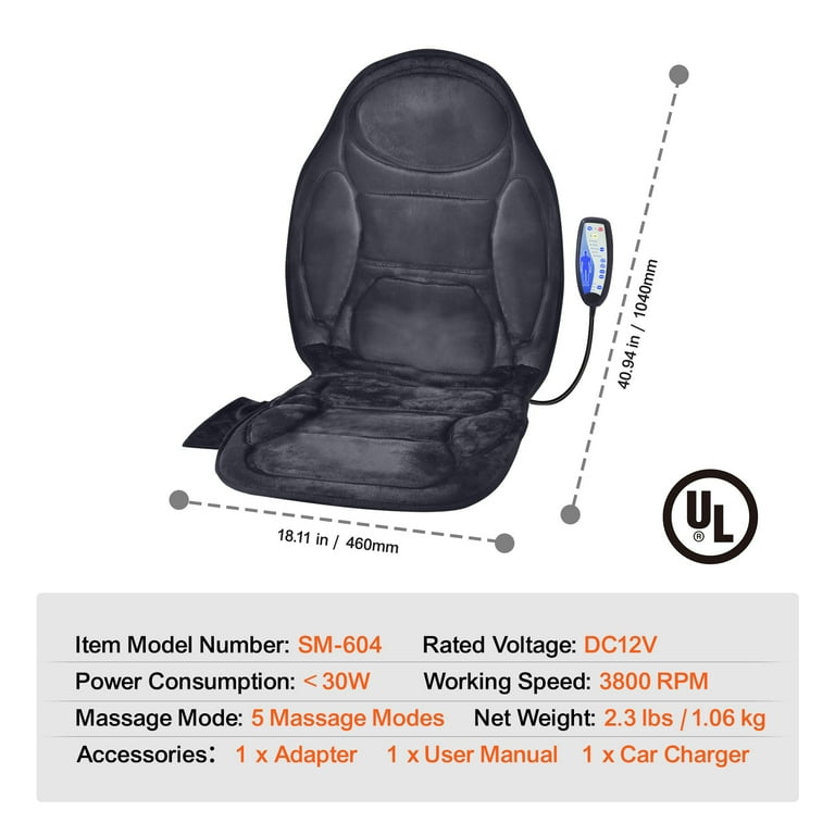 SKYSHALO Massage Seat Cushion with Heat 6 Vibrating Motors 5 Modes 4 Intensities Back Massager 2 Massage Chair Pads for Home Office use