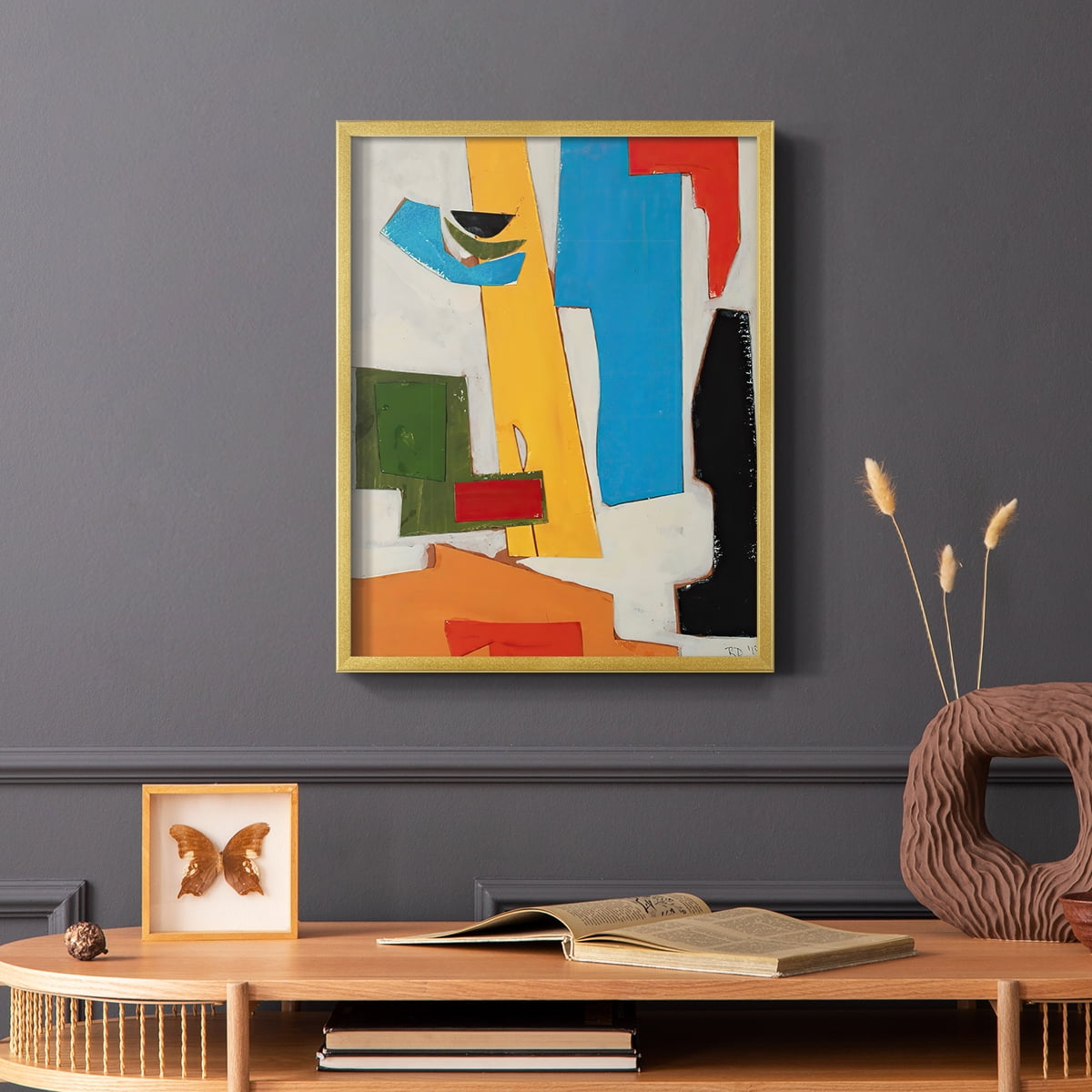 Andalusian Village Framed Print in Gold Solid Wood Framed Print No Nail Hanging