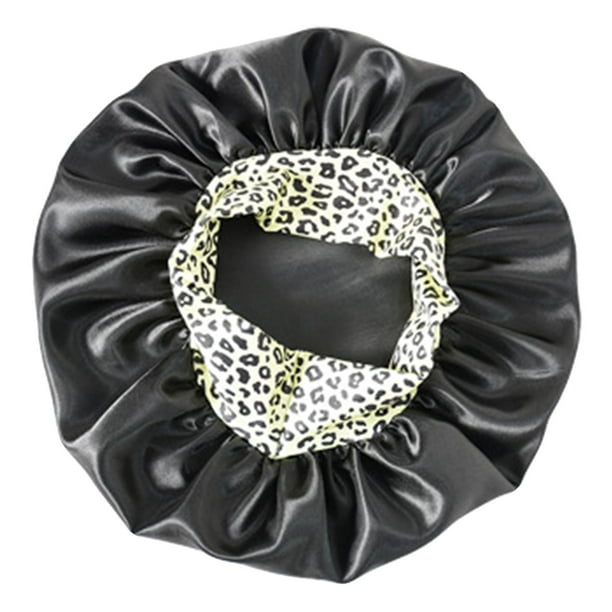 Gorro elástico con estampado de leopardo para el pelo, suave, de doble capa de seda, turbante, gorro para la cabeza para rastas, cabello largo, para dormir de noche, para niñas. Amarillo