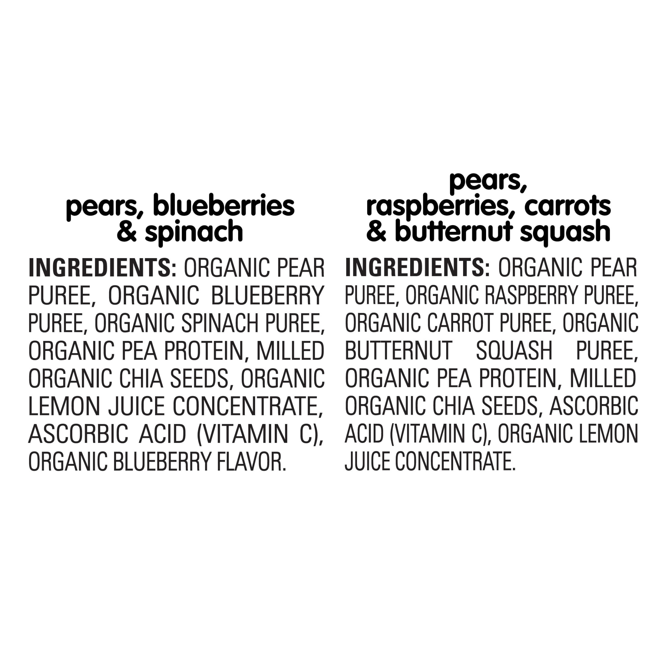 (2 pack) Happy Tot Organics Fiber & Protein Stage 4, 2-Flavor Variety Pack Organic Tot Food, 4 oz (8 Pouches)