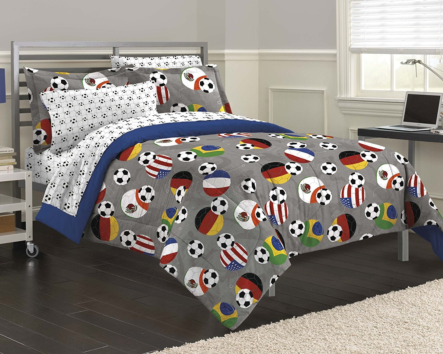 Soccer Fever Teen Bedding Comforter Set Gray Full Comforter Set