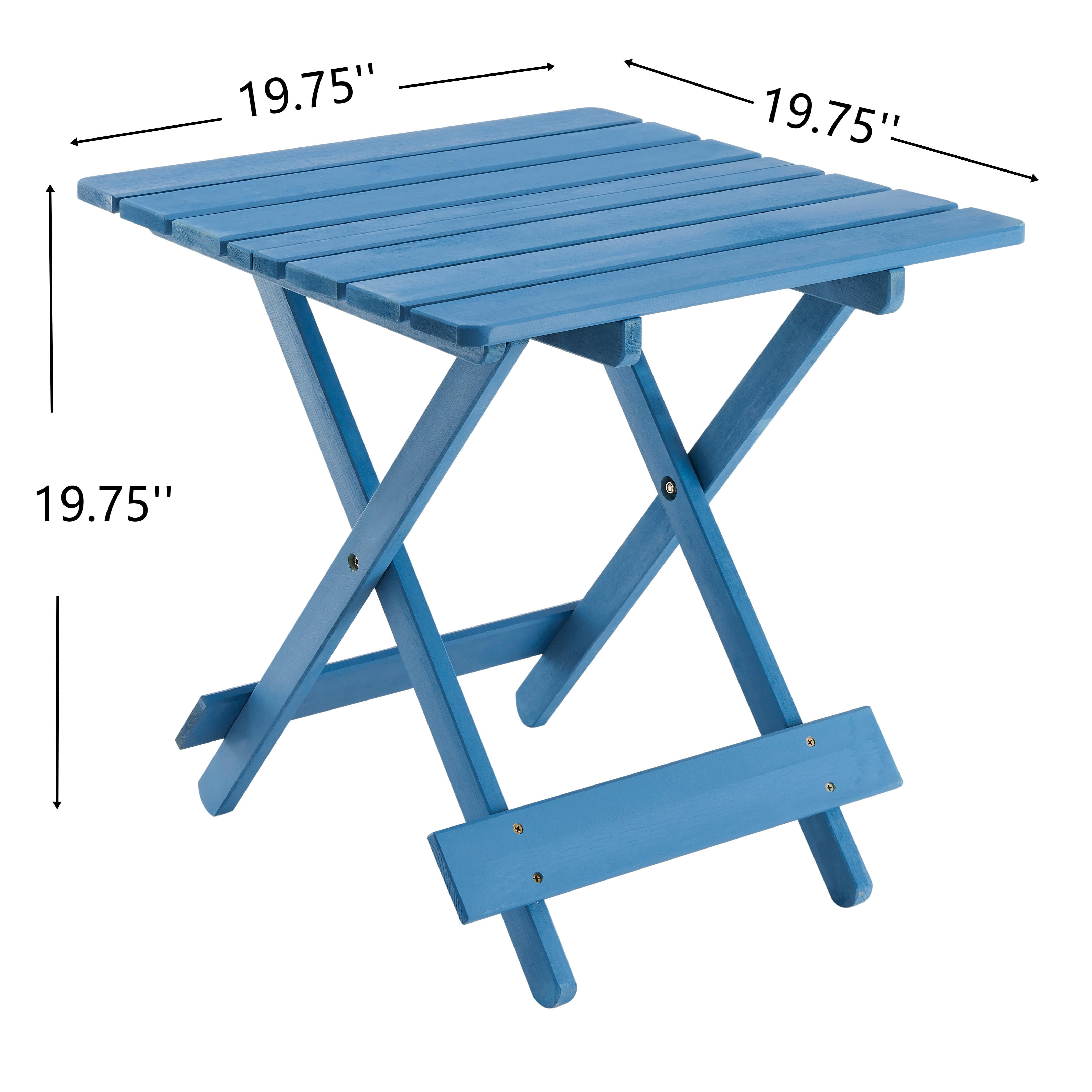 Folding Square Table,Portable Outdoor Solid Wood Table for Space-Saving,Patio,Blue