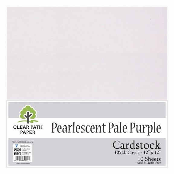 Pearlescent Pale Purple Cardstock - 12 x 12 inch - 105Lb Cover - 10 Sheets - Clear Path Paper