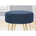 thumbnail image 3 of 16" Blue and Gold Decorative Round Shaped Ottoman with Metal Legs, 3 of 6