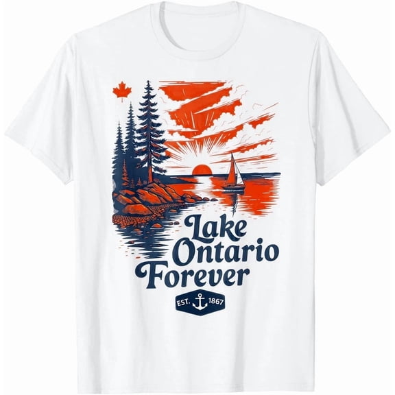 Lake Ontario Forever Canada Vintage Sailboat Sunset T-Shirt