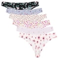 thumbnail image 1 of Ropa interior sexy para mujer, Tanga de cintura media, transpirable, de una pieza, con estampado sin huellas, 6 uds., 1 of 5