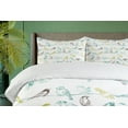 thumbnail image 4 of Ambesonne Animal Duvet Cover Sets, Birds Sitting on Wires, 2-King, Pale Green Brown, 4 of 7
