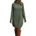 thumbnail image 2 of Karymi Wedding Guest Dresses for Women Turtleneck Sweater Dress, Long Sleeve Oversized Loose Fit Side Split Hem Warm Casual Shift Dresses, 2 of 6