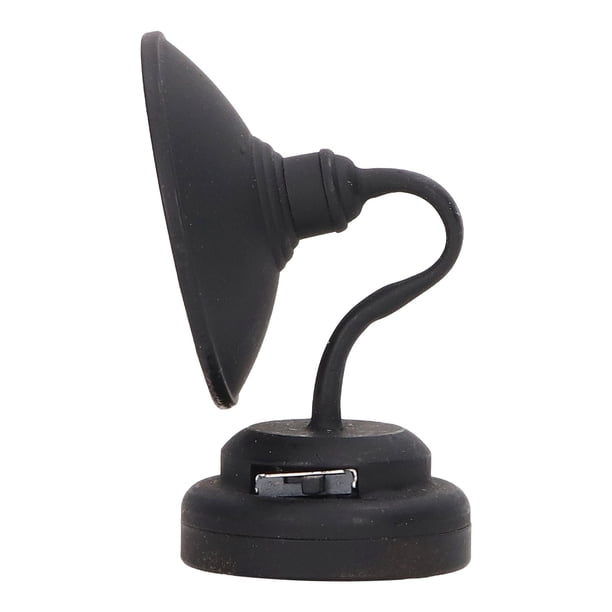 Lámpara de pared pequeña para casa de muñecas, modelo decorativo negro, Vintage, de moda, LED, lámpara de pared para casa de muñecas en miniatura, 1:12