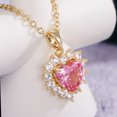 thumbnail image 1 of Solid Pink Diamond Heart Shaped Cubic Zirconia Necklace, 1 of 5