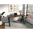 thumbnail image 3 of Serenity A-Frame Writing Office Desk for Home  and Office, 66"x30" with Walnut Block Top, Black Frame, 3 of 7