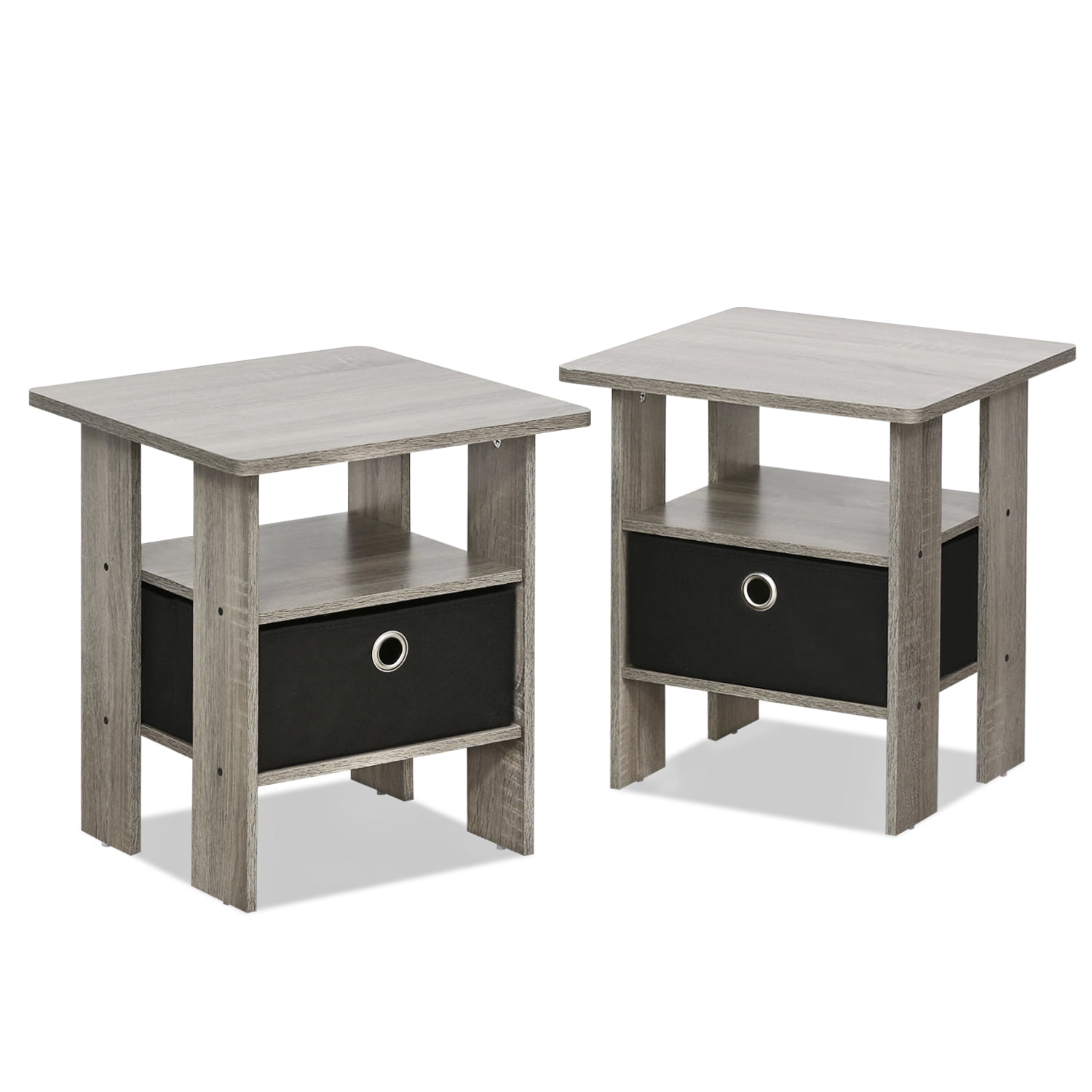 Photo 1 of Furinno 2 Petite End Table Bedroom Night Stand - Set of Two, Gray/Black