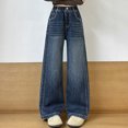 thumbnail image 7 of Zshosam Jeans for Girls Toddler Girl's Elastic High Waist Flare Jeans Lace Up Bottom Denim Pants Size 7T 8T,(Grey 7-8 Years), 7 of 7