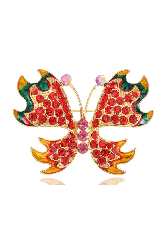 Fiery Fire Ruby Red Crystal Rhinestone Butterfly Jewelry Pin Brooch