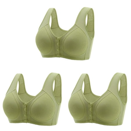 Casual Breathable Strapless Bra Women Tube Button Down Top Women S Bras Bra Underwear Without Steel Super Push Up Bra Ring Gathering 36DddGreen (3Packs)