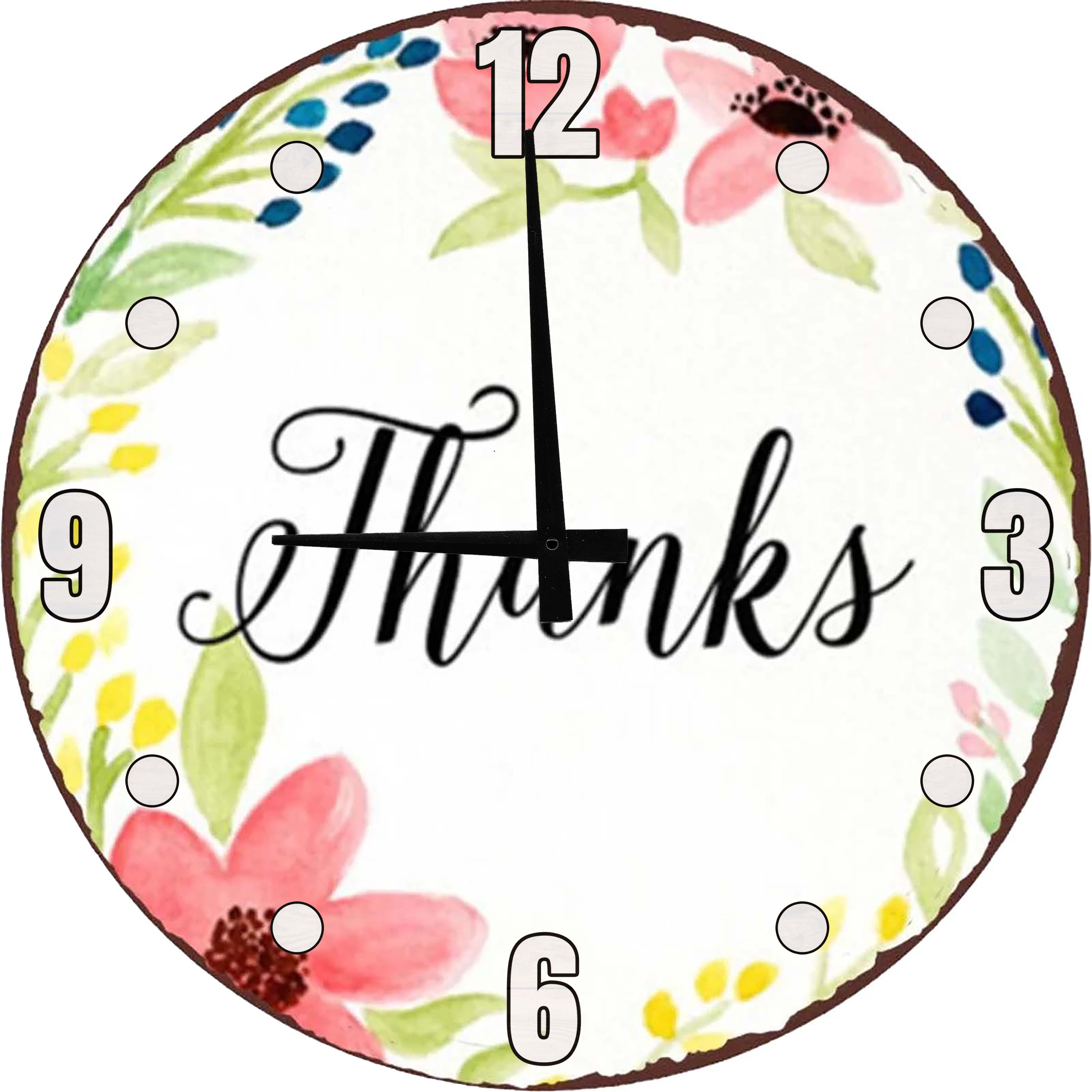 Wood Wall Clock Grateful Thanks Home Large Wall Clock 18 Inch Round