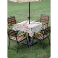thumbnail image 3 of Outdoor Tablecloth with Umbrella Hole and Zipper, Easter Square Table Cloth 54x54 Inch Waterproof Tablecloth, Spring Farmhouse Watercolor Bunny Flower Wood Grain Picnic Table Cover for Patio Camping, 3 of 7