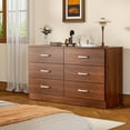 thumbnail image 3 of 6 Drawer Dresser Wood, Wooden Dresser for Bedroom, Walnut Brown, 3 of 7