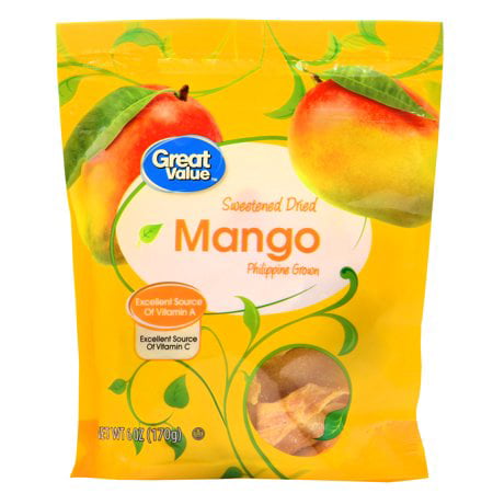 (3 Pack) Great Value Sweetened Dried Mango, 6 oz (Best Tasting Dried Fruit)