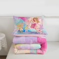 thumbnail image 5 of jejeloiu Pink Flower Monogrammed X Full Size Comforter Sets For Girls,Rainbow Magical Initial Bedding Sets For Kids,Pink Reversible,3pcs, 5 of 7