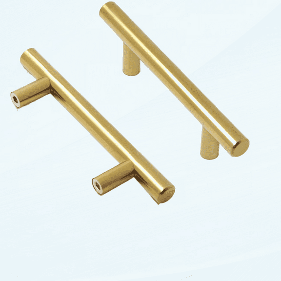(10 Pack 3" Hole Centers Cabinet Pulls Euro Bar Cabinet Hardware, Gold Kitchen Bathroom Cabinet Handles Modern T Bar Dresser Pull Drawer Handles, 5 Inch Overall Length