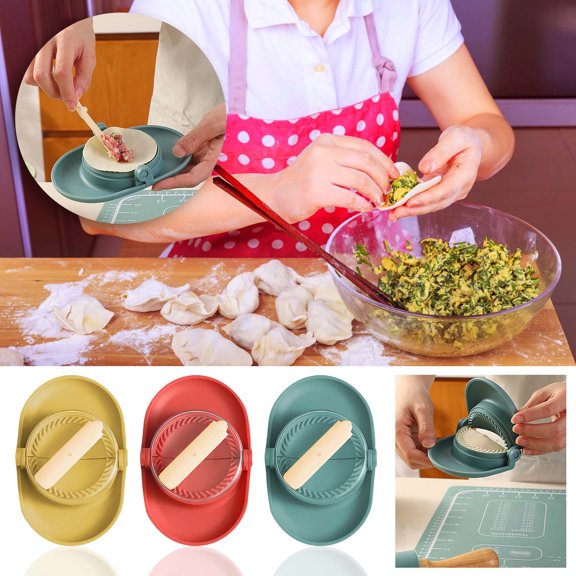 Best Bargains 3-in-1 Multifunctional Dumpling Maker with Built-in Filling Spoon & Press | Easy-to-Clean Plastic Dumpling Press Tool for Homemade Asian Dumplings | Integrated Design with Dough P