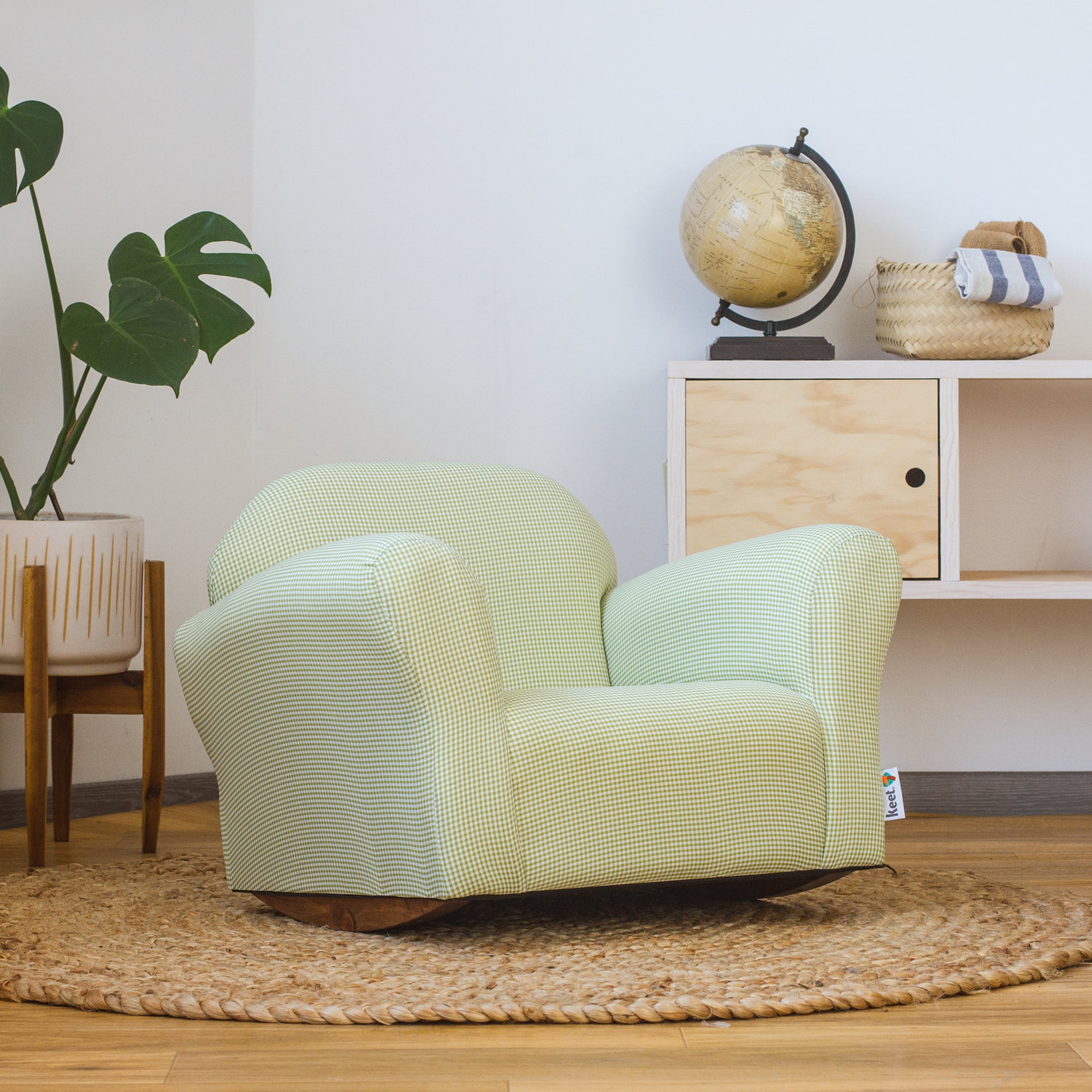 Keet Fabric Slat Back Rocking Chair, Multiple Colors