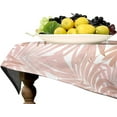 thumbnail image 4 of Pink Leaf Tablecloth, Abstract Tropical Summer Plants Boho Mid Century Golden Rose Palm Tree Leaf Print Table Cover for Party Picnic Dinner Decor 60x84in, 4 of 6