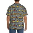 thumbnail image 3 of Uemuo Modern Excavator Pattern Cotton Linen Short Sleeve Shirts,Casual Lightweight Button Down Shirts,Vacation Beach Summer Tops-XX-Large, 3 of 7