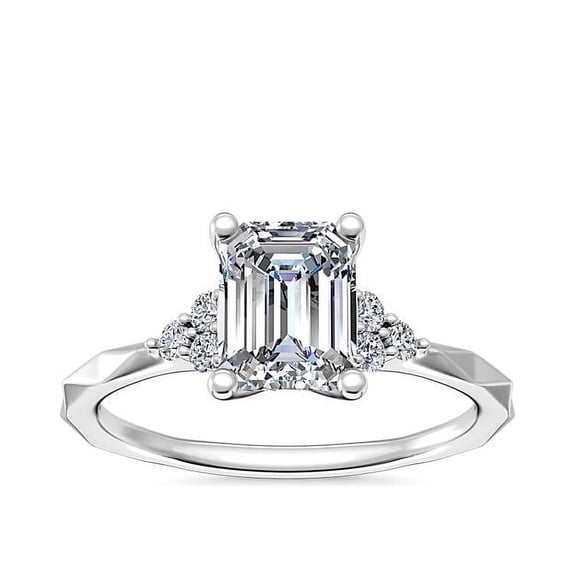 Diamond-Capitals 2.15 Ct IGI Certified Excellent Emerald Cut Lab Grown Diamond Halo Anniversary Ring for Women (E/VVS2) Solid 18K White Gold Size 6