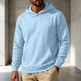 thumbnail image 4 of Trgacdwlo Mens Fleece Hoodies Pullover Fall Winter Fuzzy Mens Sweatshirt Hoodie Solid Color Long Sleeve Flannel Men's Pullover Shirts with Pocket Light Blue L, 4 of 5