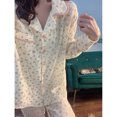 thumbnail image 2 of Floral Print Sleepwear Women Pajama Sets Pocket Piiama Korean Pants Sets for Women 2 Pieces Autumn Home Suit Ruffles Night Wears, 2 of 3