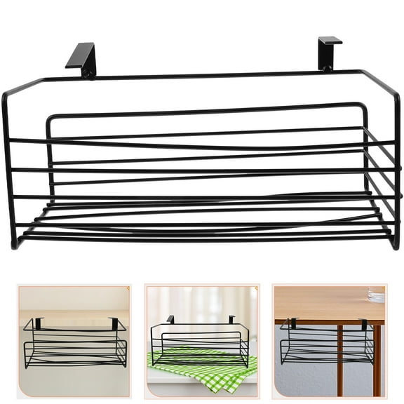 Paper Towel Holder Cabinet Door Bar Kitchen Rack Racks Black