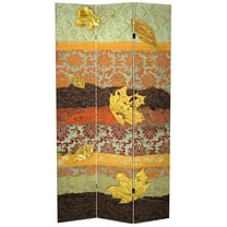 Oriental Furniture 7 ft. Tall October Gold Canvas Room Divider - 3 Panel