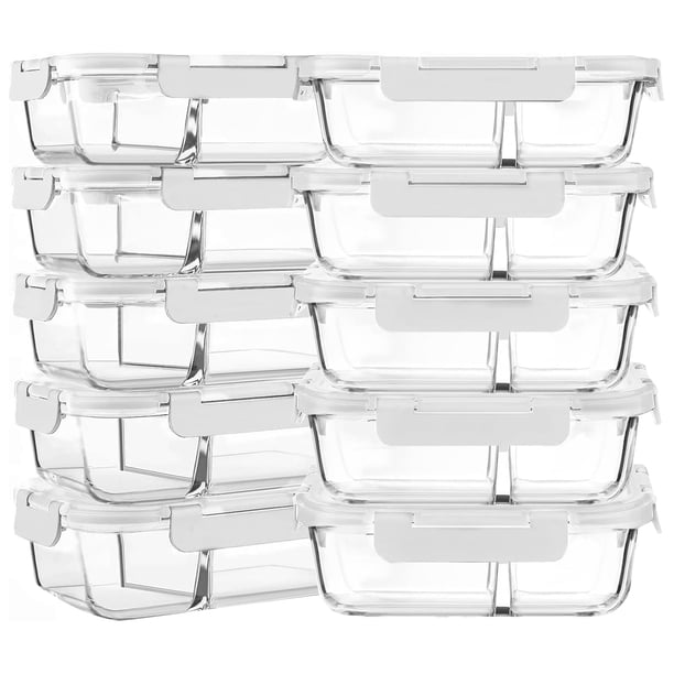 Recipientes de vidrio para preparación de comidas M MCIRCO 860 ml, paquete de 10 unidades, 2 compartimentos