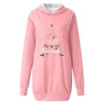 thumbnail image 3 of Merry Christmas Long Hoodies for Women 2025 Long Sleeve Xmas Tree Graphic Hooded Sweatshirt with Pockets Hoodie Dress, 3 of 6