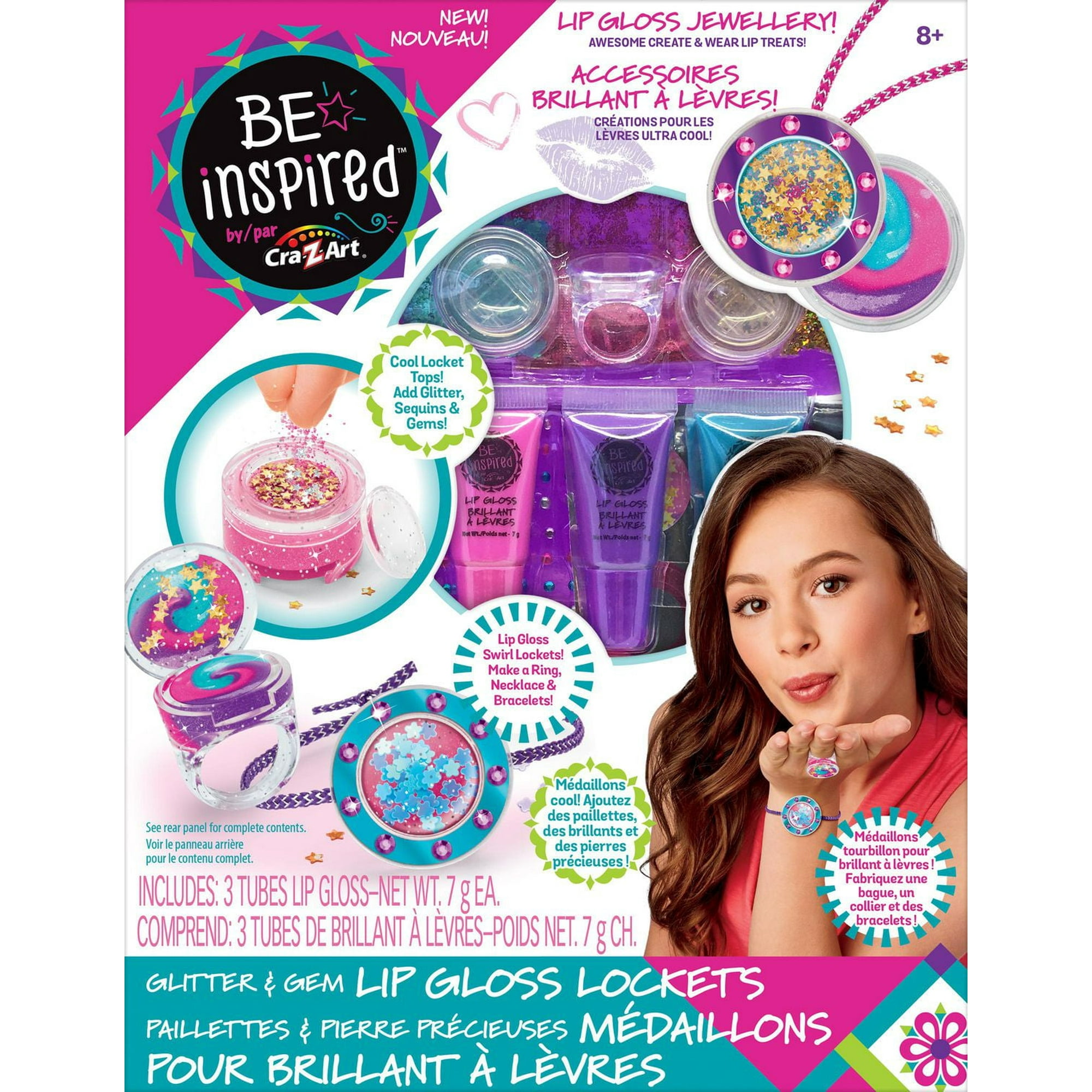 Cra-Z-Art Be Inspired Glitter and Gem Lip Gloss Lockets Wearable