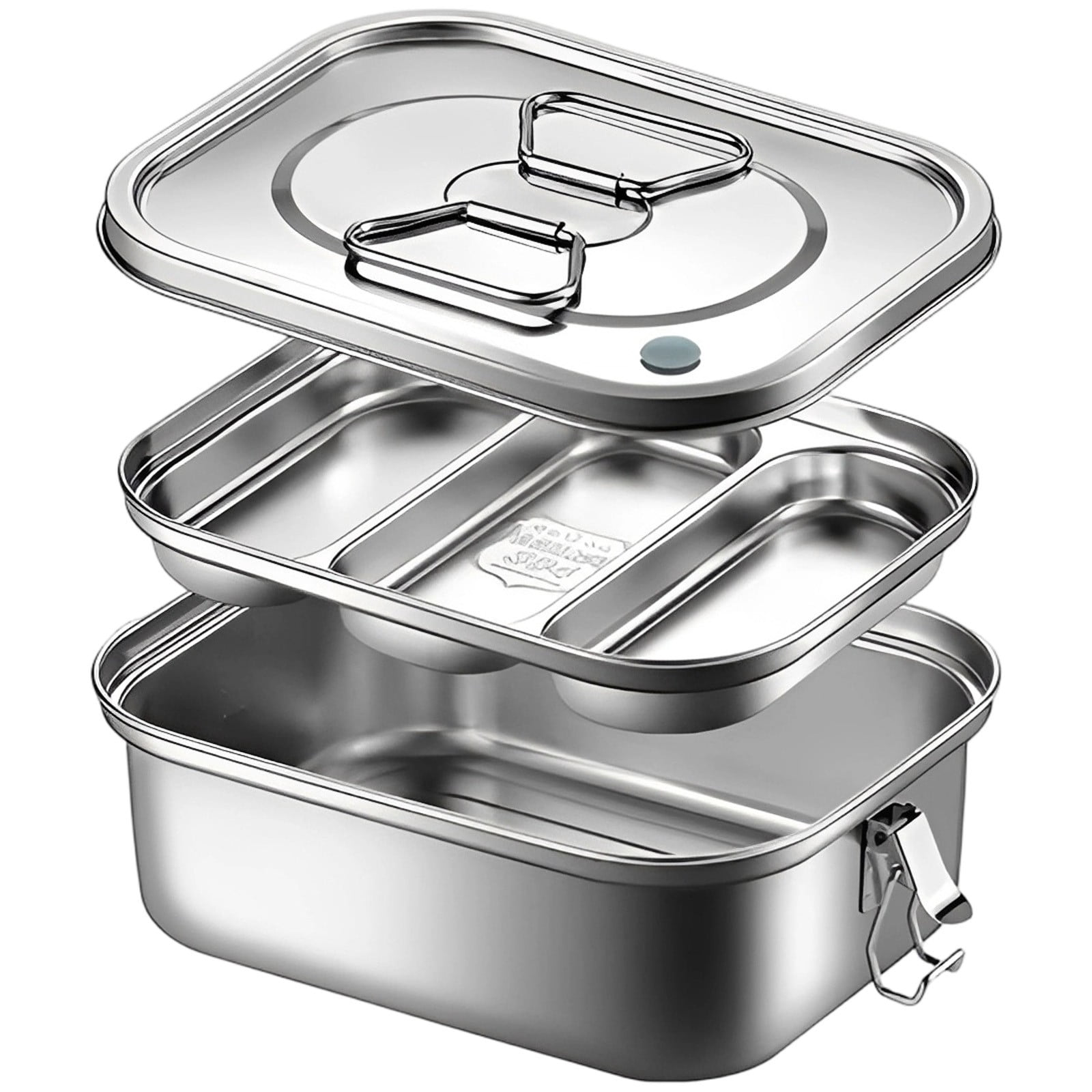 Large Capacity 304 Stainless Steel Food Container, Leak-Proof Divided Lunch Container with Secure Locks for Office Outdoor