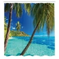thumbnail image 2 of Ambesonne Tropical Shower Curtain, Palm Trees Sea Beach, 69"Wx84"L, Turquoise Blue, 2 of 4